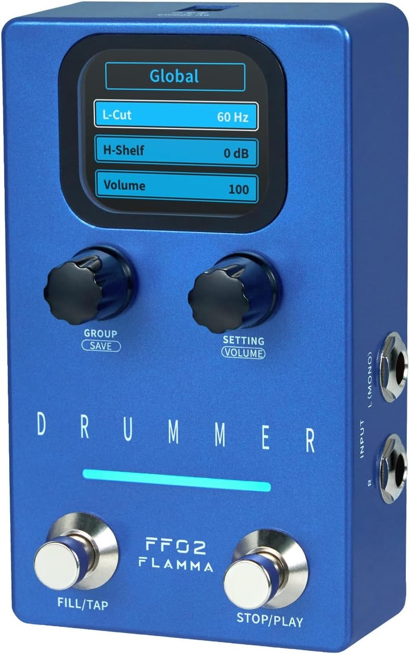 FLAMMA FF02 Drum Machine Guitar Pedal - 121 Drum Grooves, 11 Music Genres, Tap Tempo, Adjustable Rhythms, Stereo I/O for Live & Studio Use - Image 1